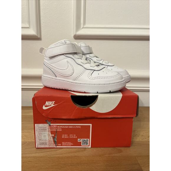 Nike Court Borough Mid 2 (TDV) Shoes Toddler Size 7C White - Picture 1 of 8